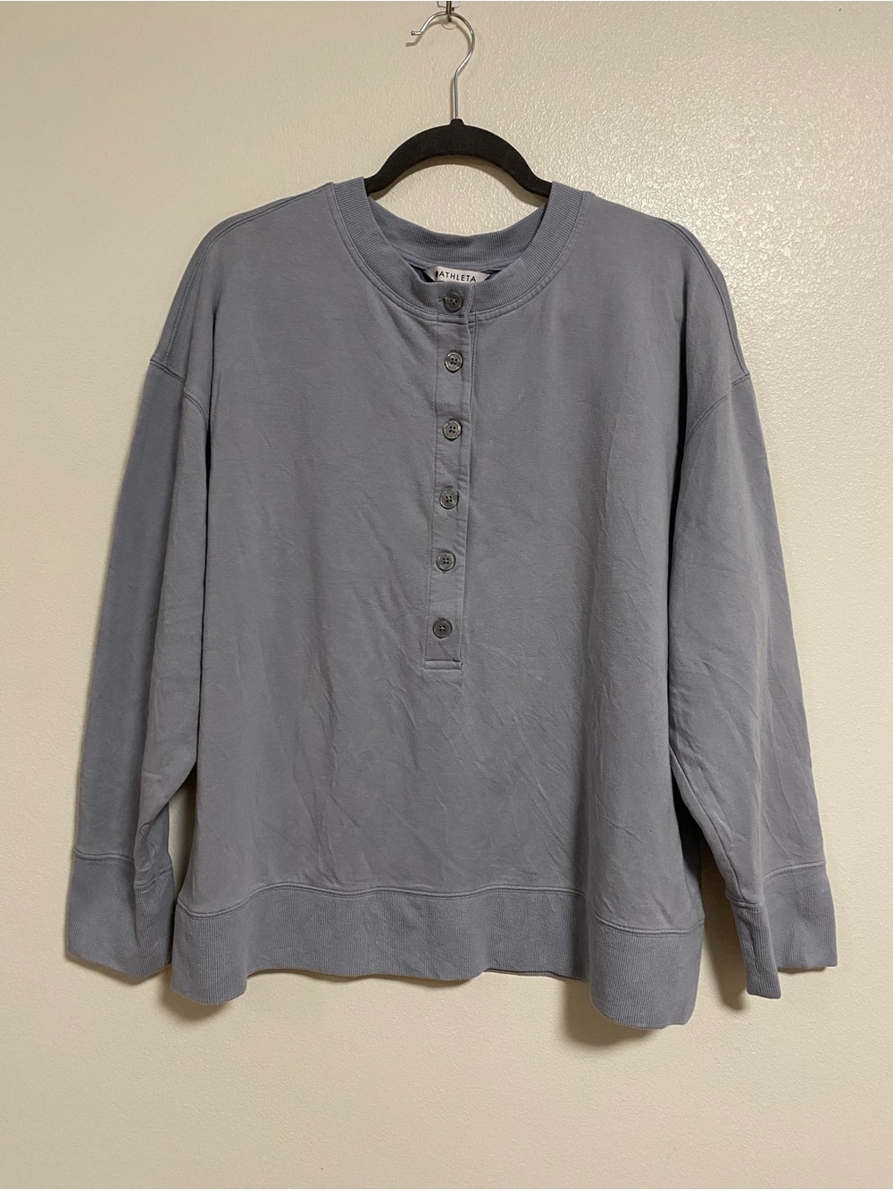 Athleta Sweater Women’s Size XL Light Blue half Button-Front Henley Sweater